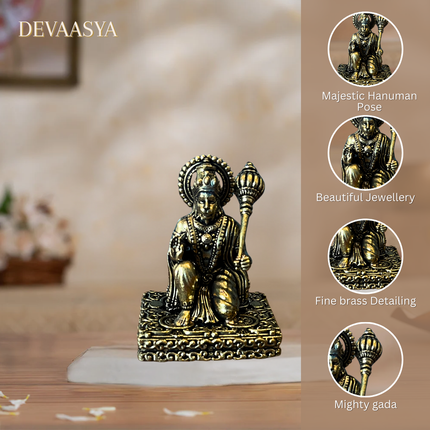 Pure Brass Veer Hanuman Ji Murti – 3 Inch | Handcrafted for Pooja & Home Decor