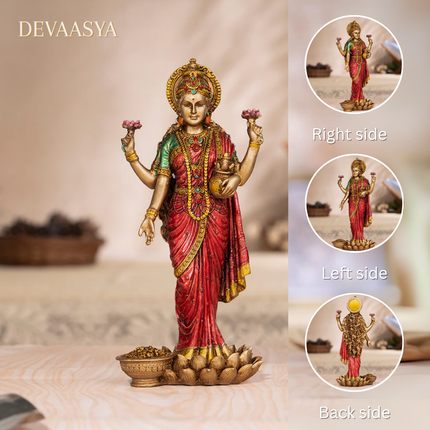 Antique Finish Goddess Lakshmi Idol – 10 Inch | Handcrafted Idol for Wealth & Prosperity