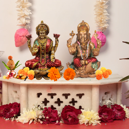 Goddess Lakshmi Sitting Idol – 4 Inch | Marble Finish Statue for Wealth & Prosperity