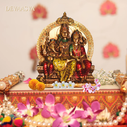 Antique Finish Shiv Parivar Idol – 8 Inch | Handcrafted for Pooja & Home Decor