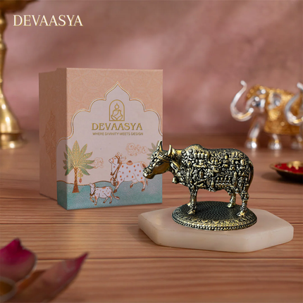 Pure Brass Kamdhenu Cow Idol – 2.5 Inch | Symbol of Prosperity & Vastu