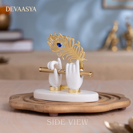 24K Gold Plated Lord Krishna Divine Hands Idol | Sacred Idol for Pooja & Car Dash