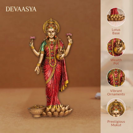 Antique Finish Durga Maa & Lakshmi Ji Idol Combo with 24K Gold Plated Lakshmi Charan Paduka – Divine Power & Prosperity Set