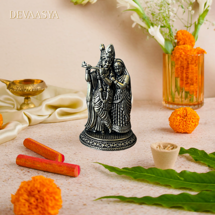 Handmade Brass Radha Krishna Murti – 3 Inch | Divine Idol for Pooja & Home Decor