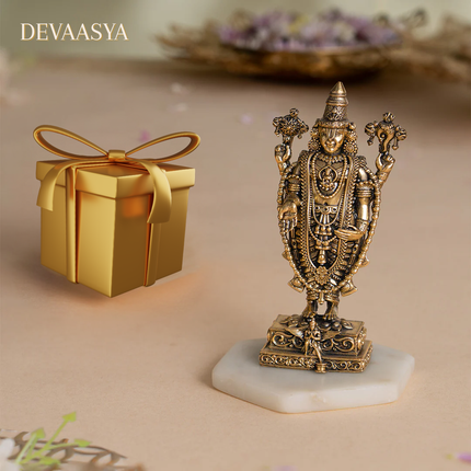 Pure Brass Tirupati Balaji Idol – 3 Inch | Handcrafted Statue for Pooja & Home Decor