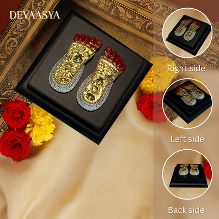 Maa Lakshmi’s Charan Paduka – Gold Plated | Auspicious Symbol for Wealth & Prosperity