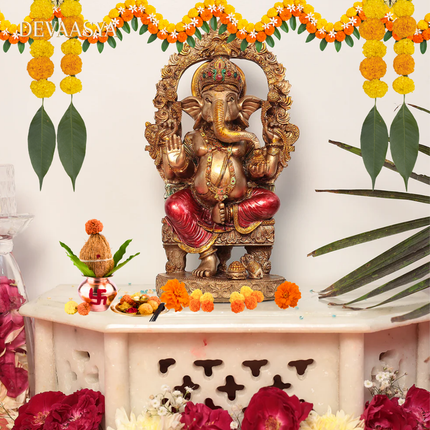 Antique Rustic Lord Ganesha Idol – 8 Inch | Handcrafted for Pooja & Home Decor