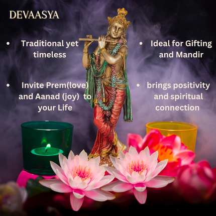 Antique Finish Lord Krishna Idol – 10 Inch | Handcrafted for Pooja & Home Decor