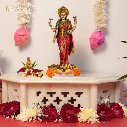Antique Finish Goddess Lakshmi Idol – 10 Inch | Handcrafted Idol for Wealth & Prosperity