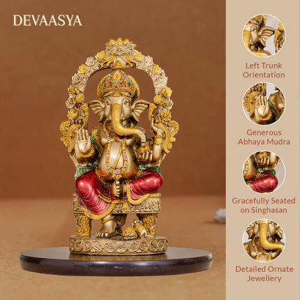 Antique Finish Ganesh Ji & Lakshmi Ji Idol (10 Inch) with 24K Gold Plated Lakshmi Charan Paduka – Divine Prosperity Combo