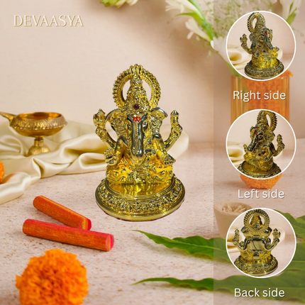Gold-Plated Lakshmi Ganesh Ji Pair Idol (4 Inch) – Prosperity & Auspicious Vastu Decor for Home & Office
