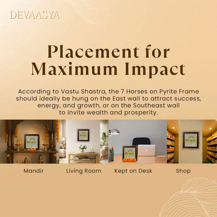 🐎 7 Horses on Raw Pyrite Frame – Symbol of Success, Speed & Prosperity