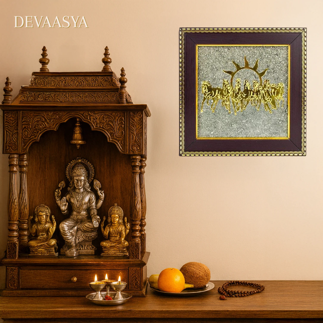 🐎 7 Horses on Raw Pyrite Frame – Symbol of Success, Speed & Prosperity