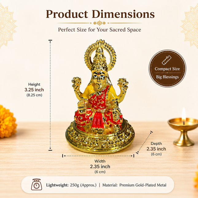 Goddess Lakshmi Idol – 24K Gold Plated | With Red Dhoti & Yellow Blouse