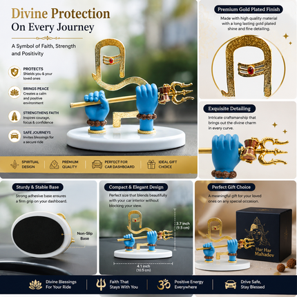 Gold-Plated Lord Shivaji Hand Idol – 5 Inch  | Auspicious Idol for Pooja & Blessings