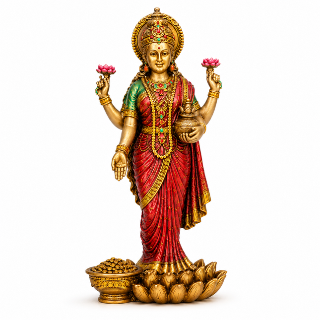 Antique Finish Goddess Lakshmi Idol – 10 Inch | Handcrafted Idol for Wealth & Prosperity