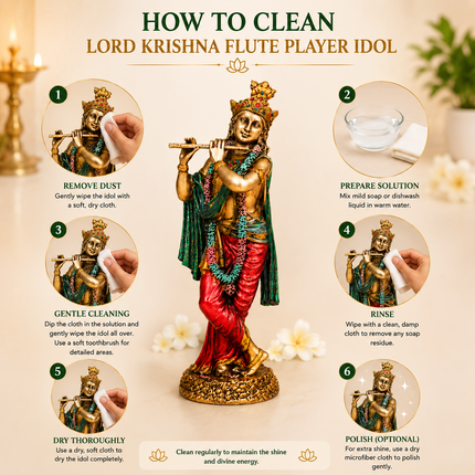 Antique Finish Lord Krishna Idol – 10 Inch | Handcrafted for Pooja & Home Decor