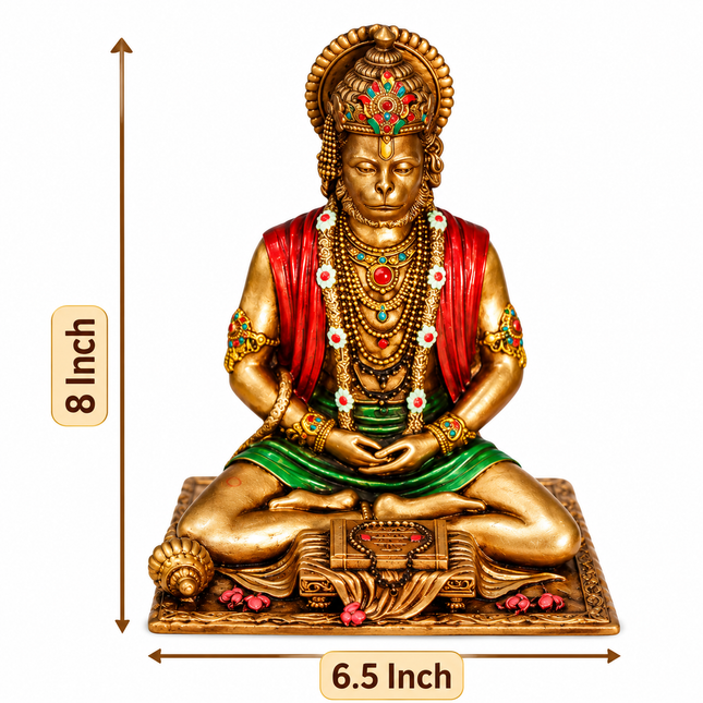 Antique Finish Meditating Hanuman Ji Idol  | Handcrafted for Pooja & Home Decor