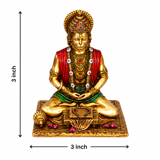 Antique Finish Meditating Hanuman Ji Idol  | Handcrafted for Pooja & Home Decor