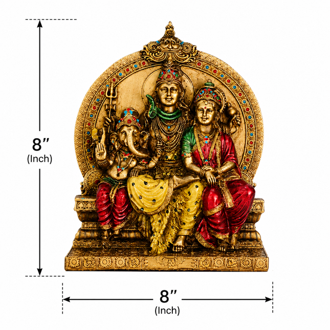 Antique Finish Shiv Parivar Idol – 8 Inch | Handcrafted for Pooja & Home Decor