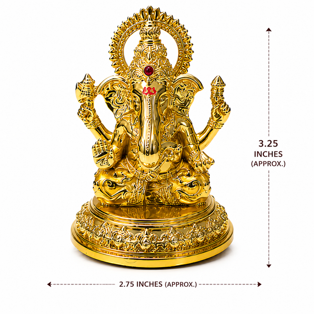 Lord Ganesha Idol in Yellow Dhoti – 24K Gold Plated