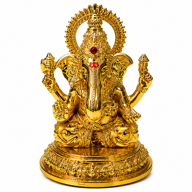 Lord Ganesha Idol in Yellow Dhoti – 24K Gold Plated