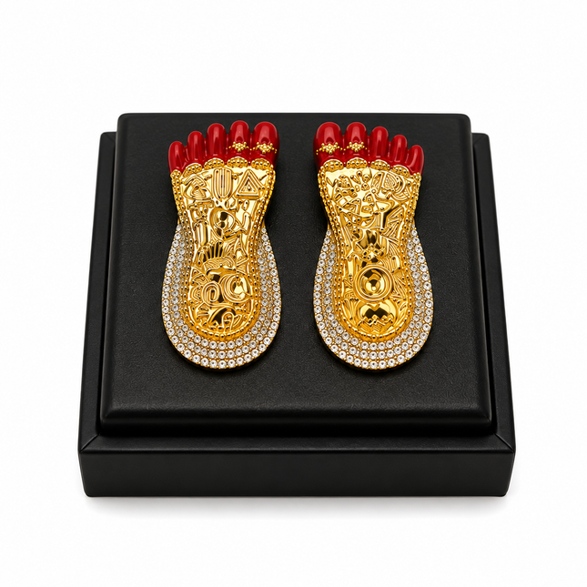 Maa Lakshmi’s Charan Paduka – Gold Plated | Auspicious Symbol for Wealth & Prosperity