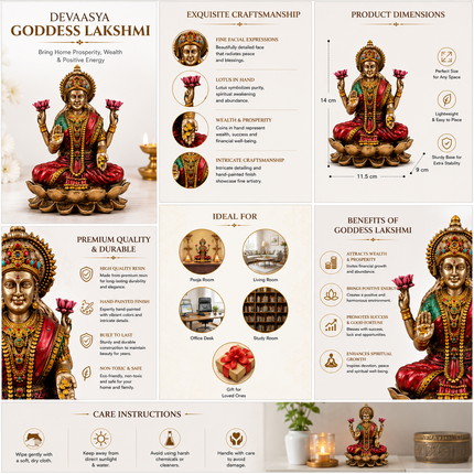 Goddess Lakshmi Sitting Idol – 4 Inch | Marble Finish Statue for Wealth & Prosperity