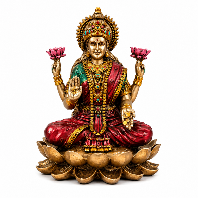 Goddess Lakshmi Sitting Idol – 4 Inch | Marble Finish Statue for Wealth & Prosperity