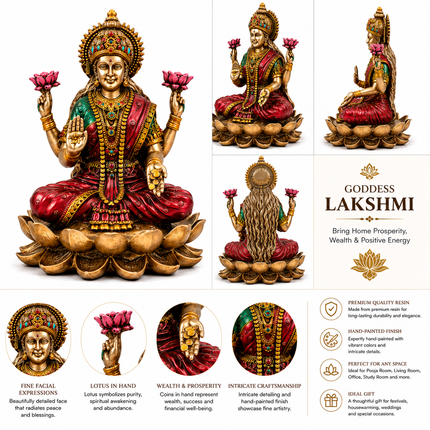 Goddess Lakshmi Sitting Idol – 4 Inch | Marble Finish Statue for Wealth & Prosperity