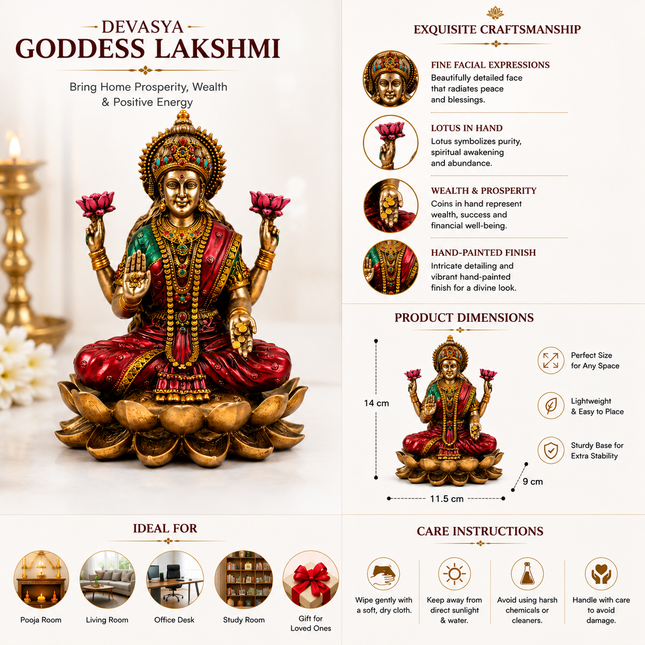 Goddess Lakshmi Sitting Idol – 4 Inch | Marble Finish Statue for Wealth & Prosperity