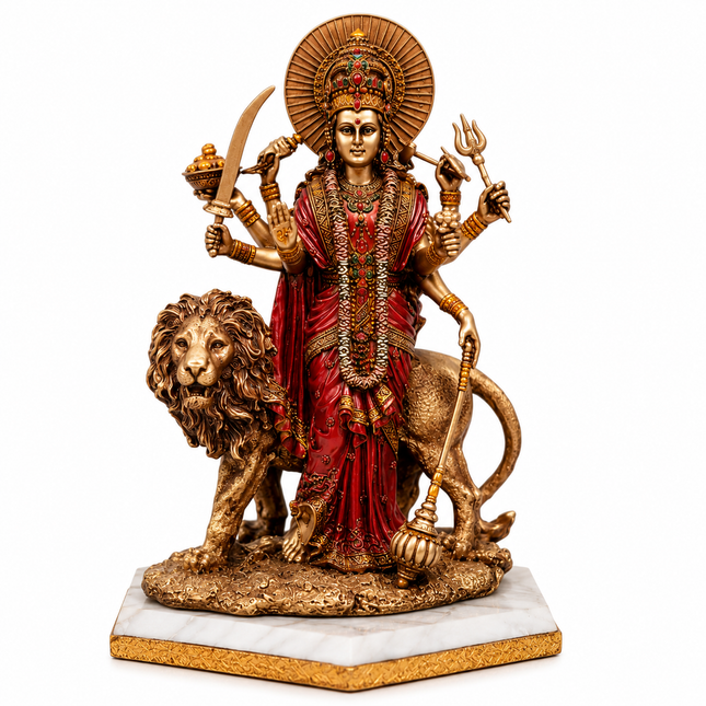 Durga Mata Idol with Lion Vahana | Handcrafted for Strength & Prosperity